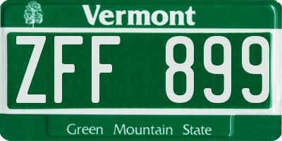VT license plate ZFF899