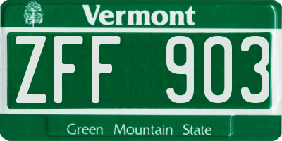 VT license plate ZFF903