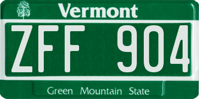 VT license plate ZFF904