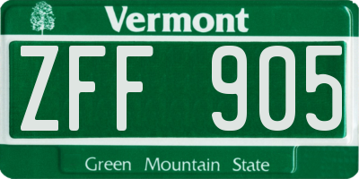 VT license plate ZFF905
