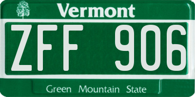 VT license plate ZFF906