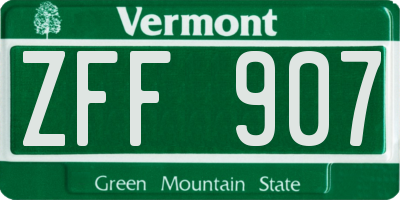 VT license plate ZFF907