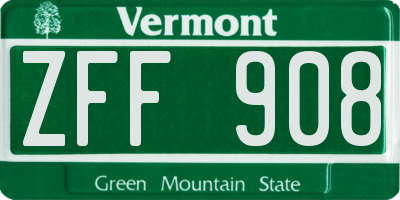 VT license plate ZFF908