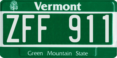 VT license plate ZFF911