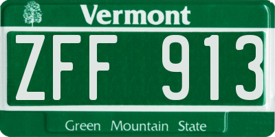VT license plate ZFF913