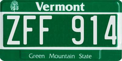 VT license plate ZFF914