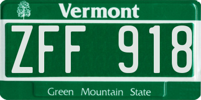 VT license plate ZFF918