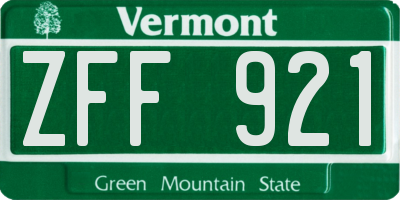 VT license plate ZFF921