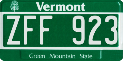 VT license plate ZFF923