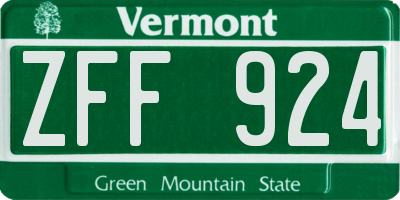 VT license plate ZFF924