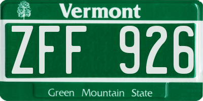 VT license plate ZFF926
