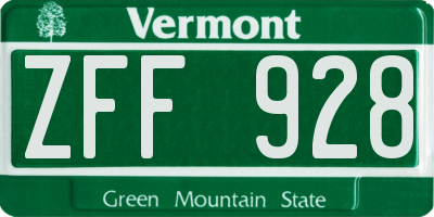 VT license plate ZFF928