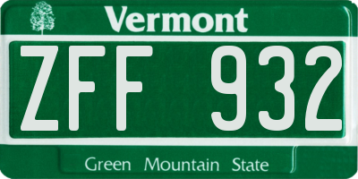 VT license plate ZFF932