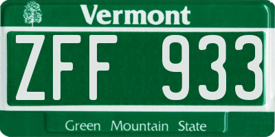 VT license plate ZFF933