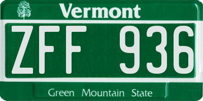 VT license plate ZFF936