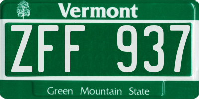 VT license plate ZFF937