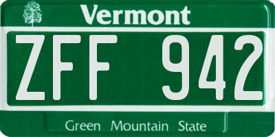 VT license plate ZFF942