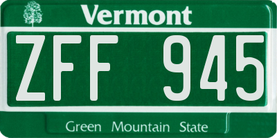 VT license plate ZFF945