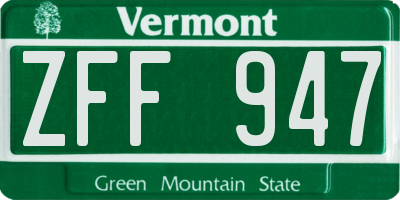 VT license plate ZFF947