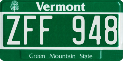 VT license plate ZFF948