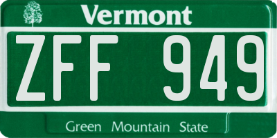 VT license plate ZFF949