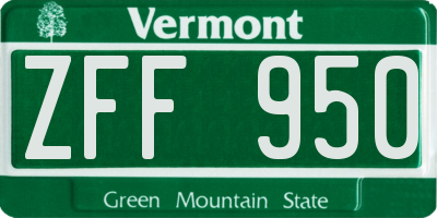 VT license plate ZFF950