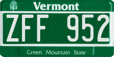 VT license plate ZFF952