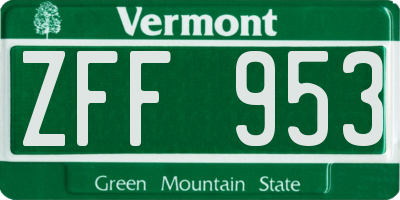 VT license plate ZFF953
