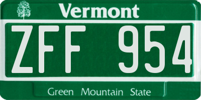 VT license plate ZFF954