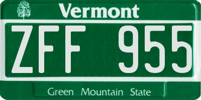 VT license plate ZFF955