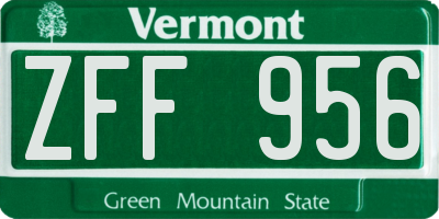 VT license plate ZFF956