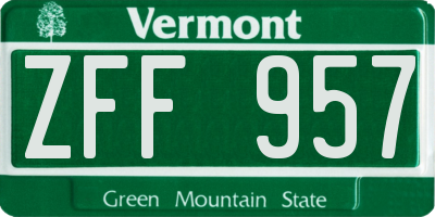 VT license plate ZFF957