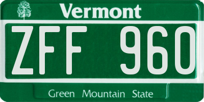 VT license plate ZFF960