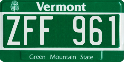 VT license plate ZFF961