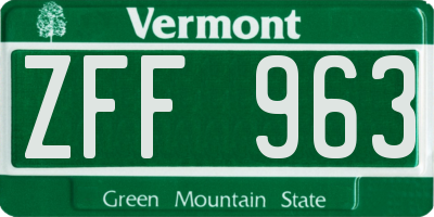 VT license plate ZFF963