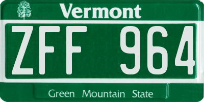VT license plate ZFF964