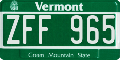 VT license plate ZFF965