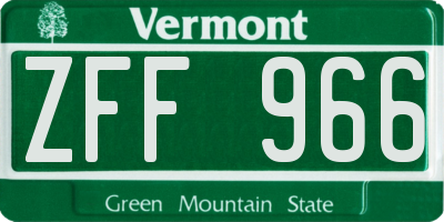 VT license plate ZFF966
