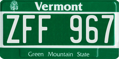 VT license plate ZFF967