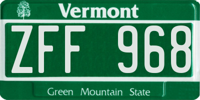 VT license plate ZFF968