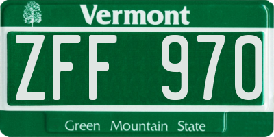 VT license plate ZFF970