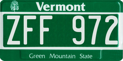 VT license plate ZFF972