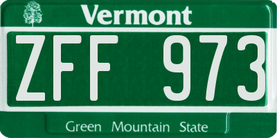 VT license plate ZFF973
