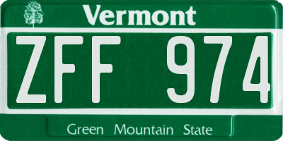 VT license plate ZFF974