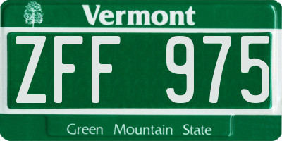 VT license plate ZFF975