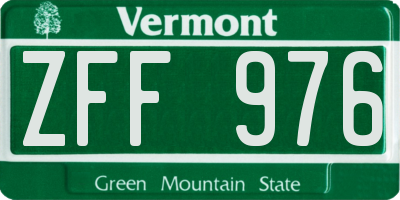 VT license plate ZFF976