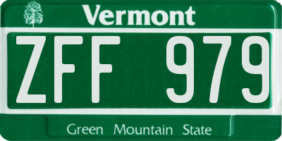 VT license plate ZFF979