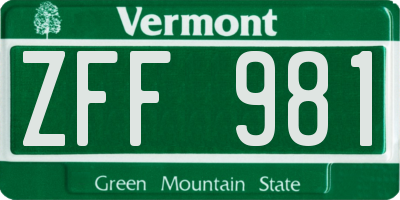 VT license plate ZFF981