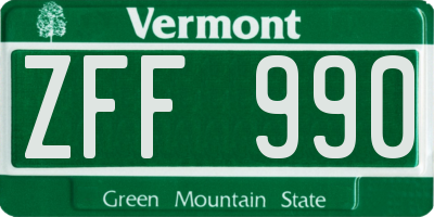 VT license plate ZFF990
