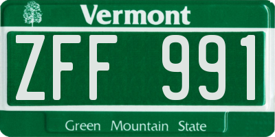 VT license plate ZFF991